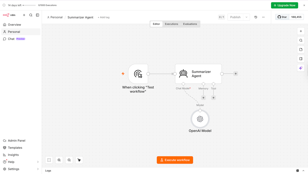 n8n workflow canvas