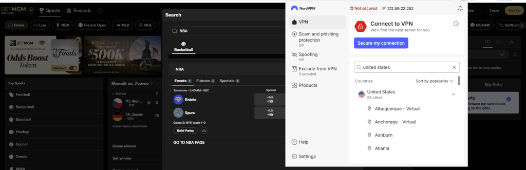 nordvpn us servers for sports betting