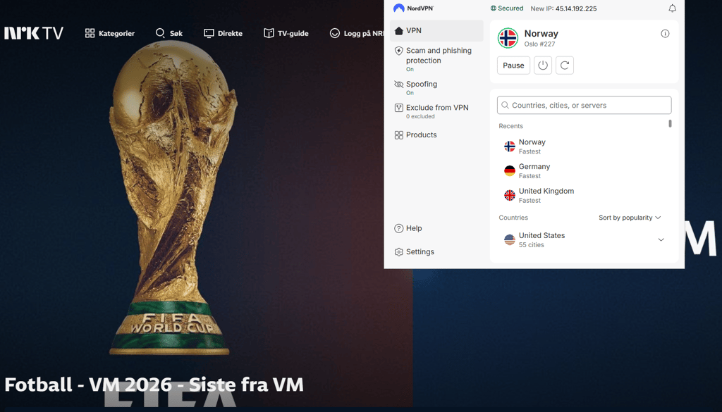 NRK TV-strøm låst opp med VPN
