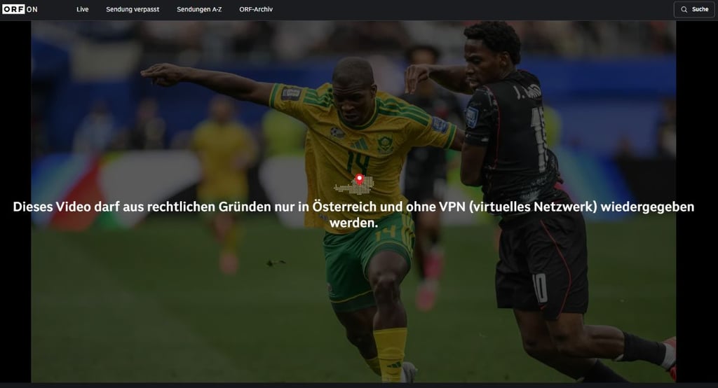 ORF-Livestream geblockt ohne VPN, Fehlermeldung