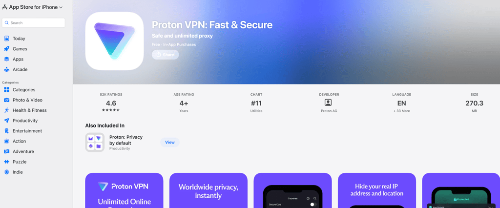 proton vpn app store