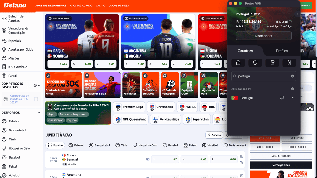proton vpn betano portugal