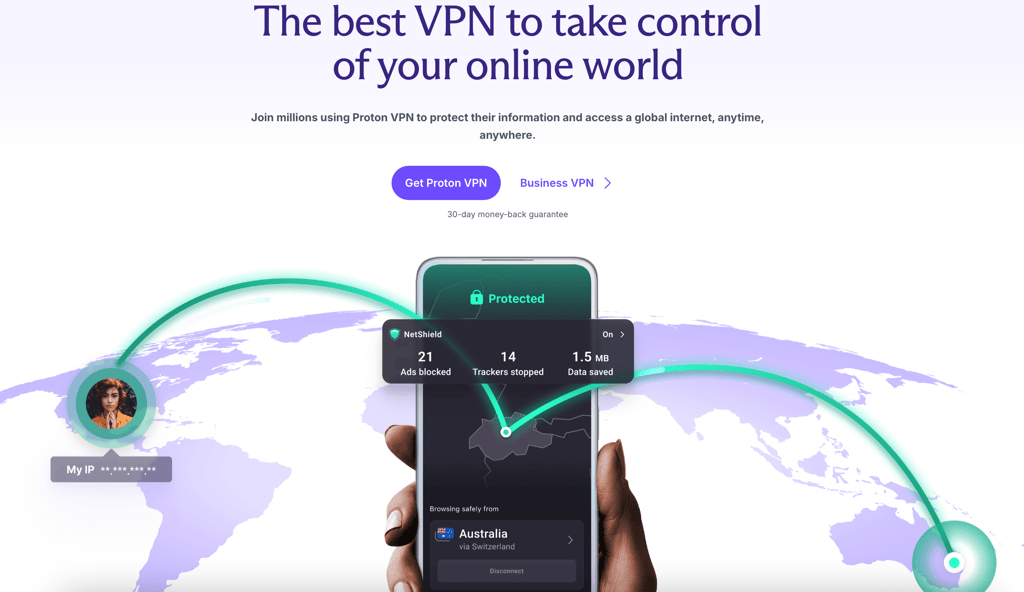 Proton VPN sign-up website
