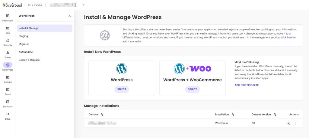 SiteGround WooCommerce installation