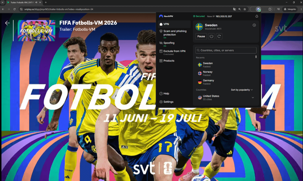 FIFA VM livestream gratis, VPN i förgrunden