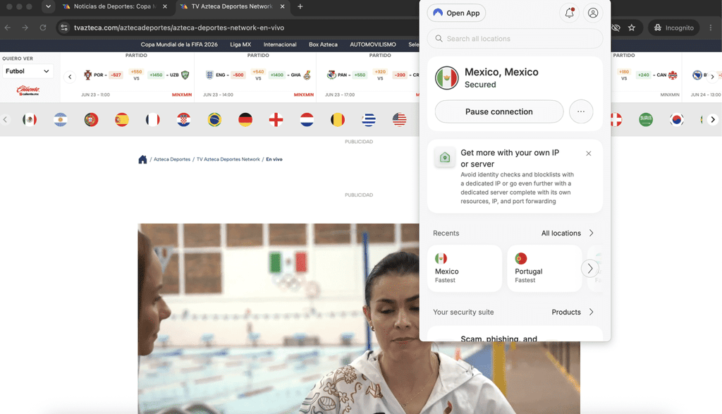 tv azteca unblocked with nordvpn