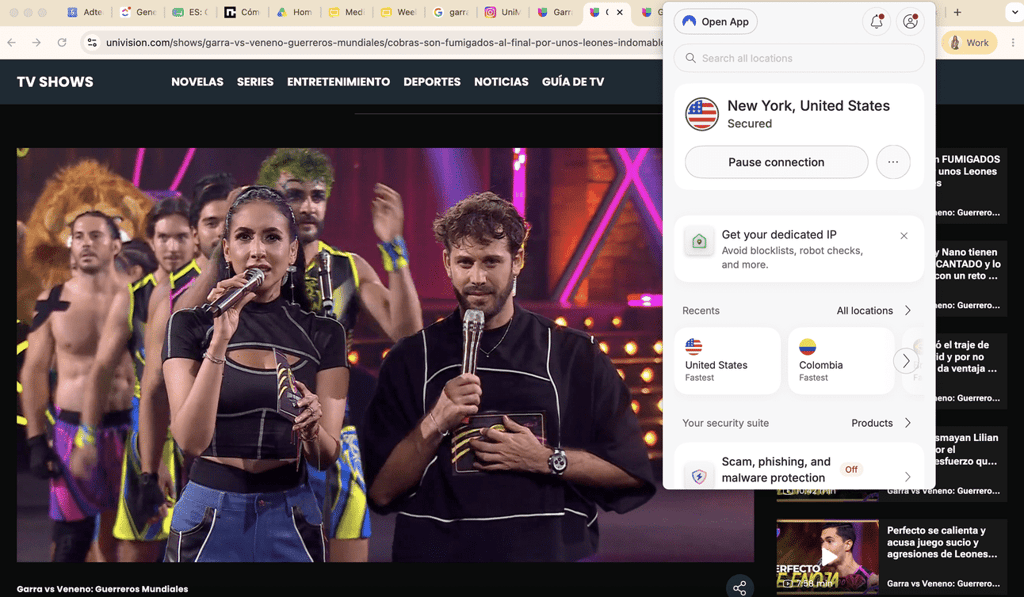 univision desbloqueada con nordvpn activa