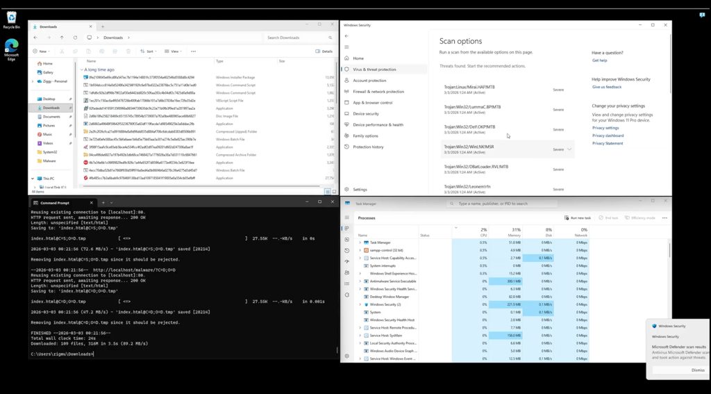windows defender scan results