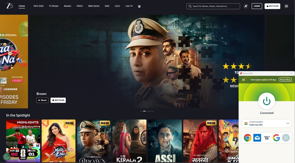 ZEE5 unblocked with ExpressVPN