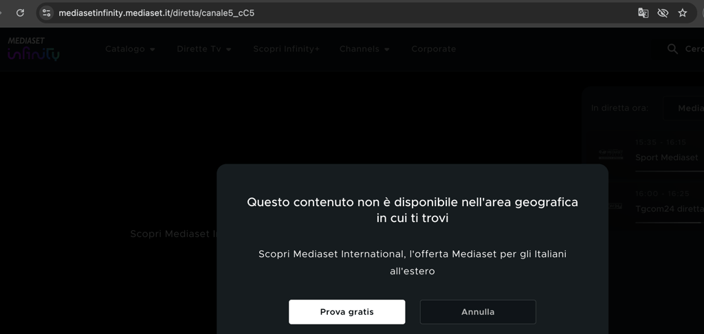 Canale 5 error