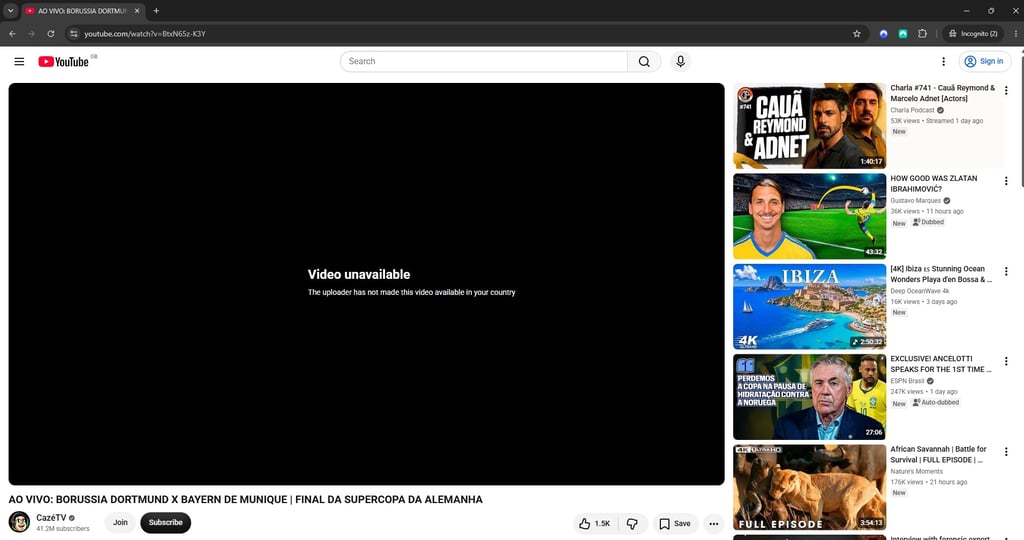 CazeTV video unavailable