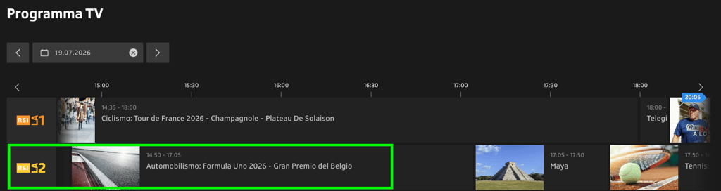 Gran Premio del Belgio, F1 2026, RSI La2