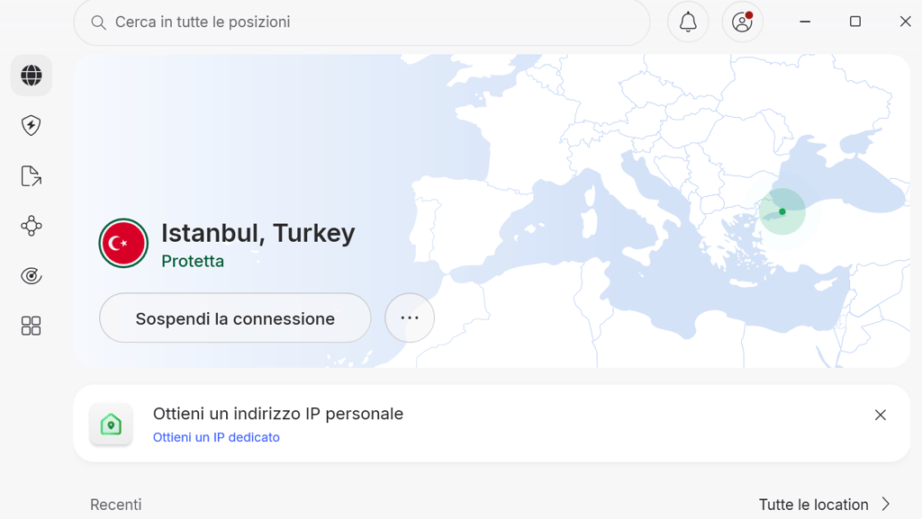 IT nordvpn connected to Turkey