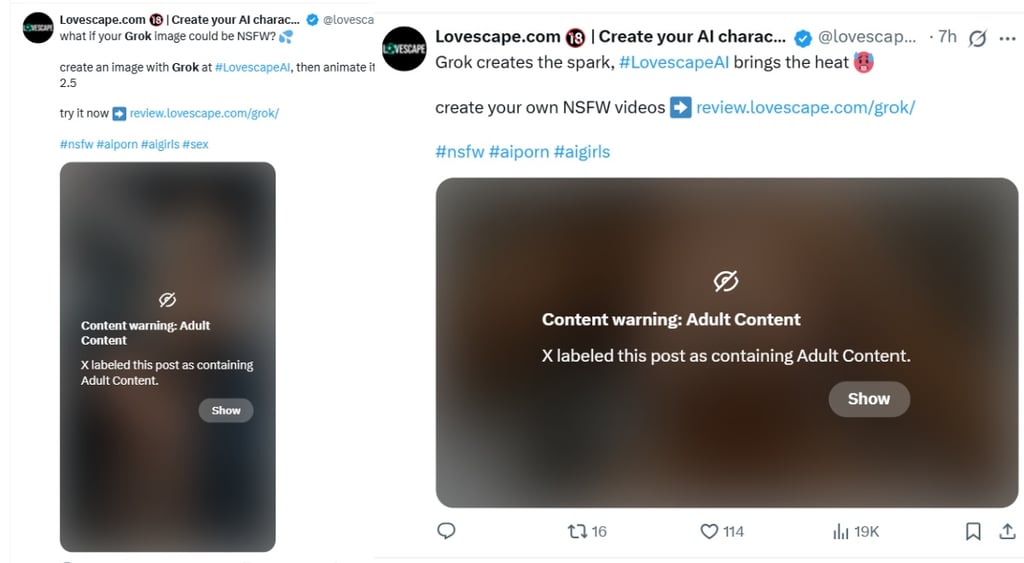 Lovescape adult content warning