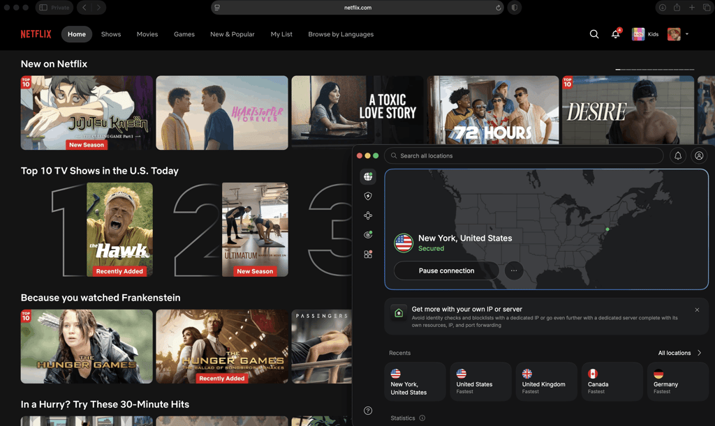 NordVPN Netflix US safari