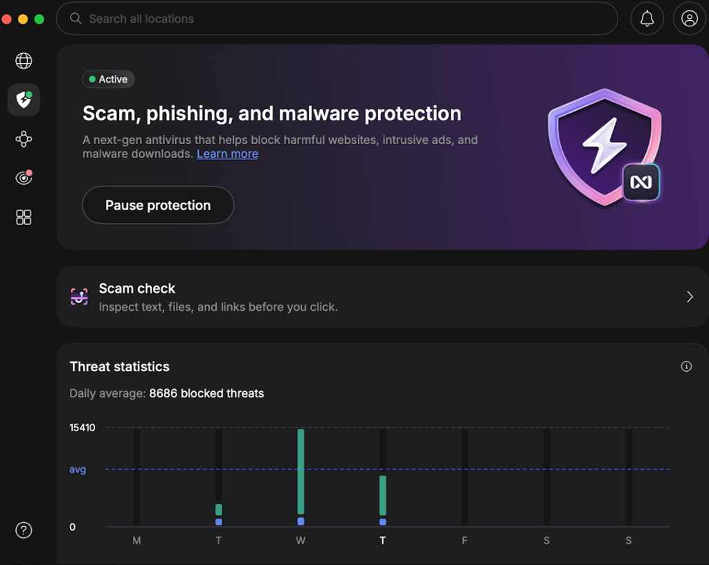 NordVPN scam phishing and malware protection user interface