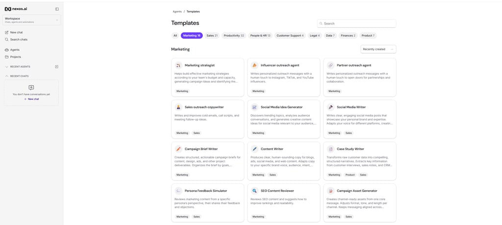 Screenshot from nexos