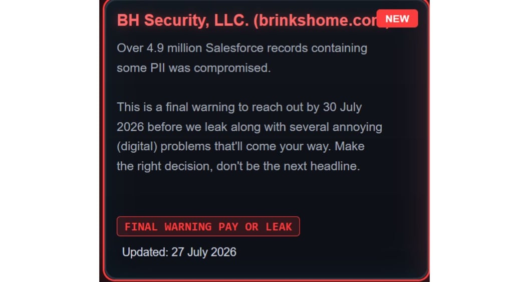 ShinyHunters claims Brinks Home Security breach