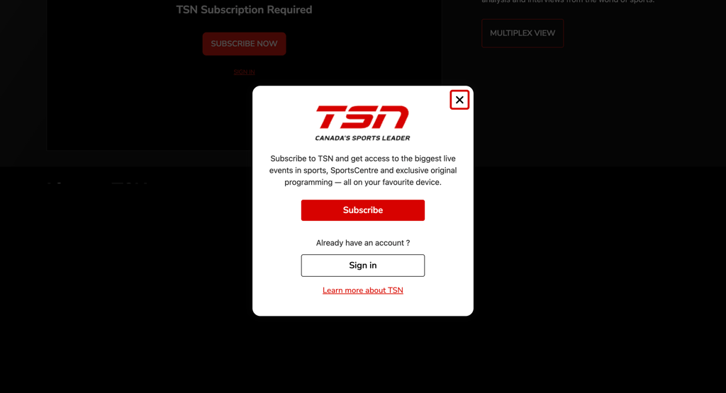 TSN subscription required