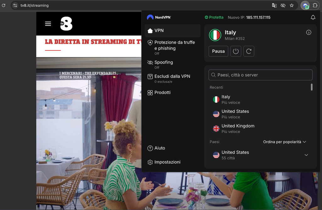 TV8 in streaming dall’estero
