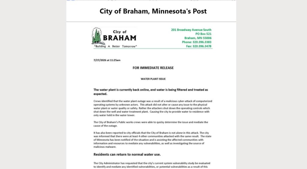 City of Braham notice