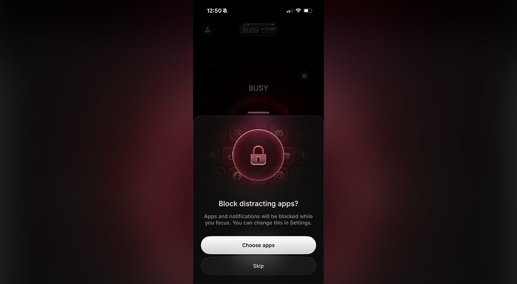 Busy Bar app blocking feature