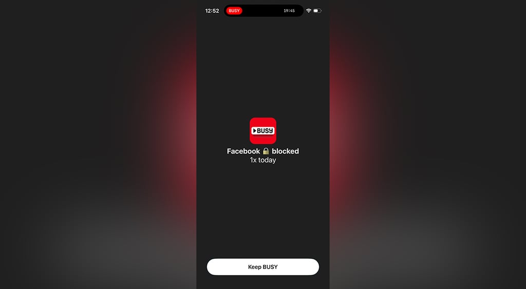 Blocked Facebook app on Busy Bar