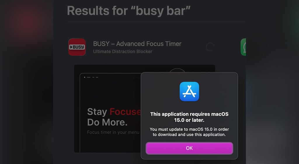 Busy Bar app on Mac