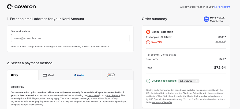 coveron checkout july2026