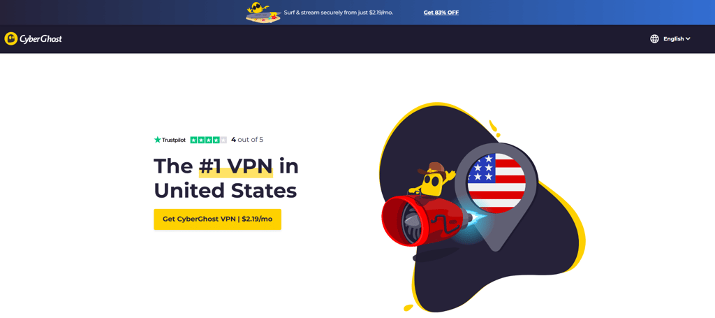CyberGhost homepage