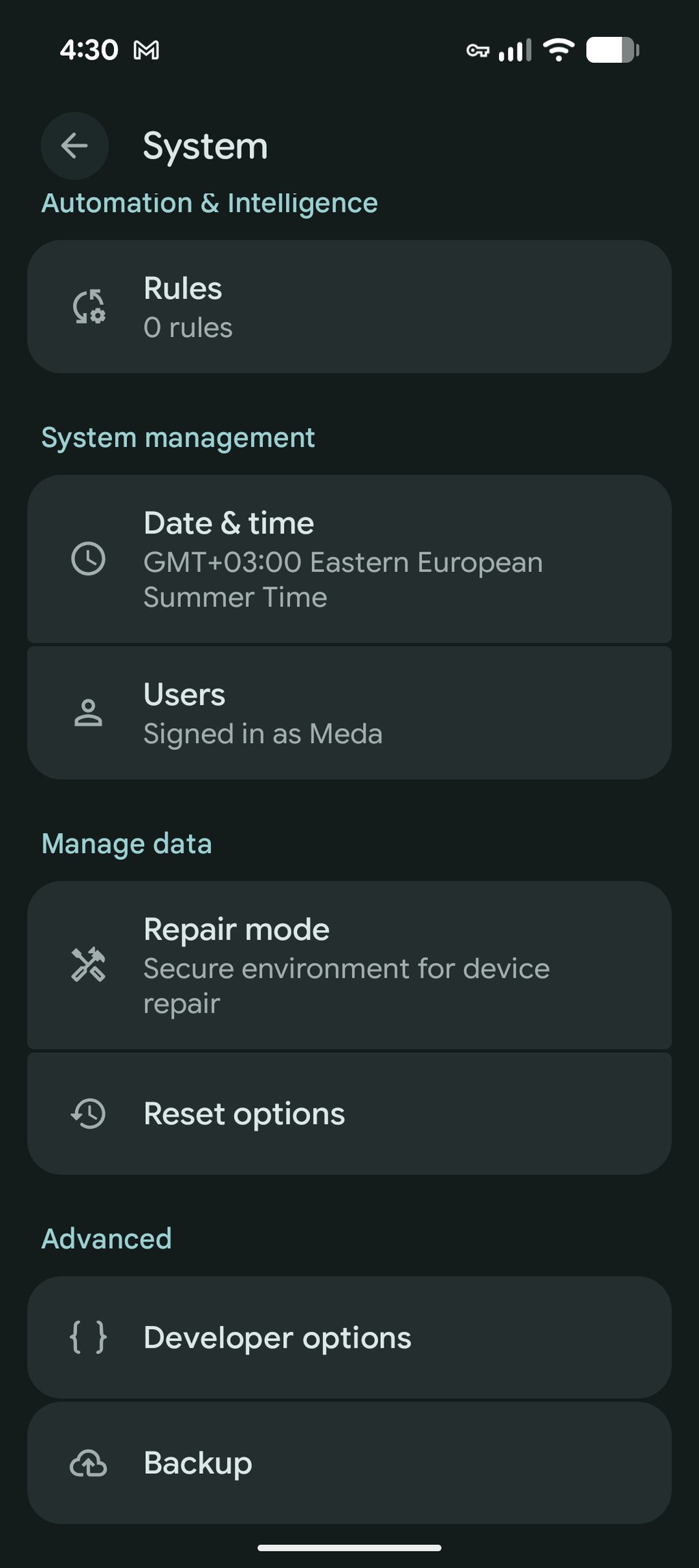 developer options android