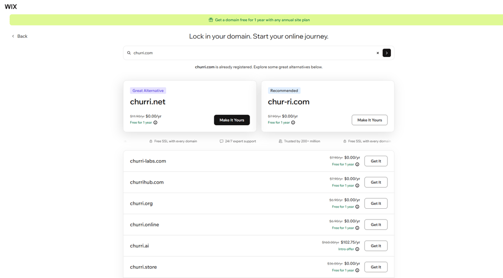 Domain availability on Wix