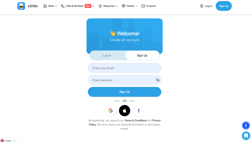 esimo signup
