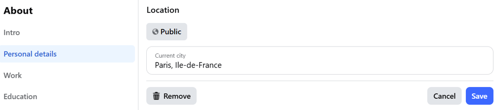 facebook location change