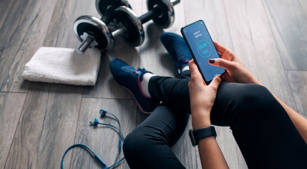 Girl uses fitness app