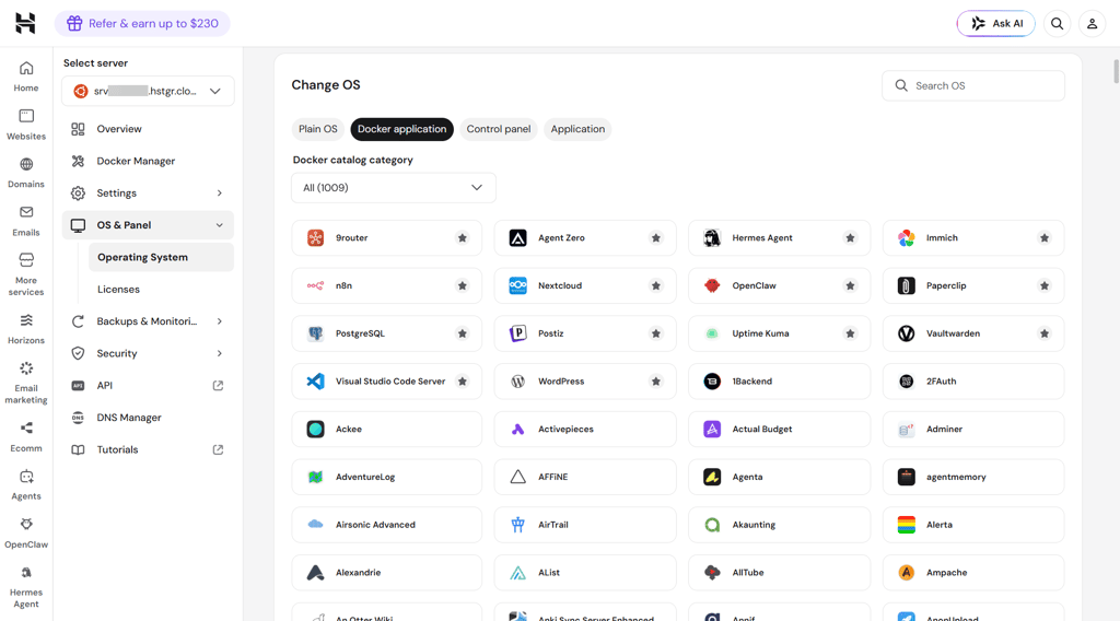 hostinger one click apps