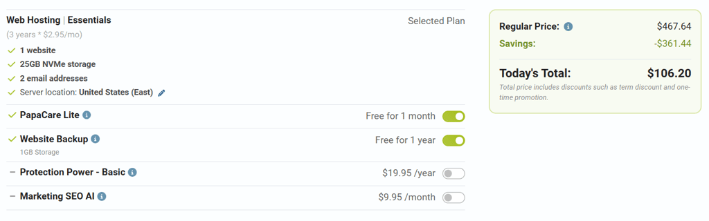 hostpapa checkout discount