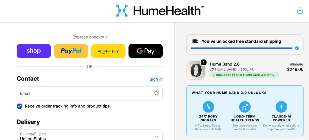 humeband checkout