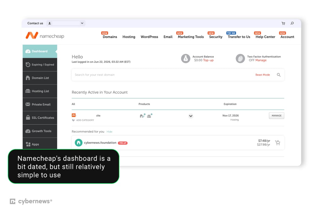 namecheap ease of use