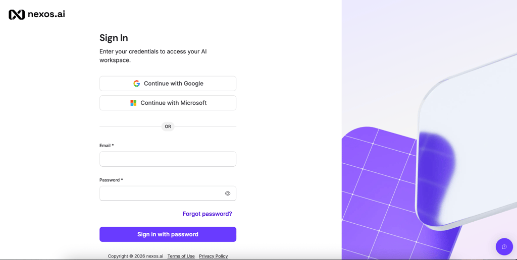 nexos ai login