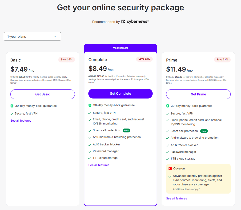 NordVPN 1-year plans