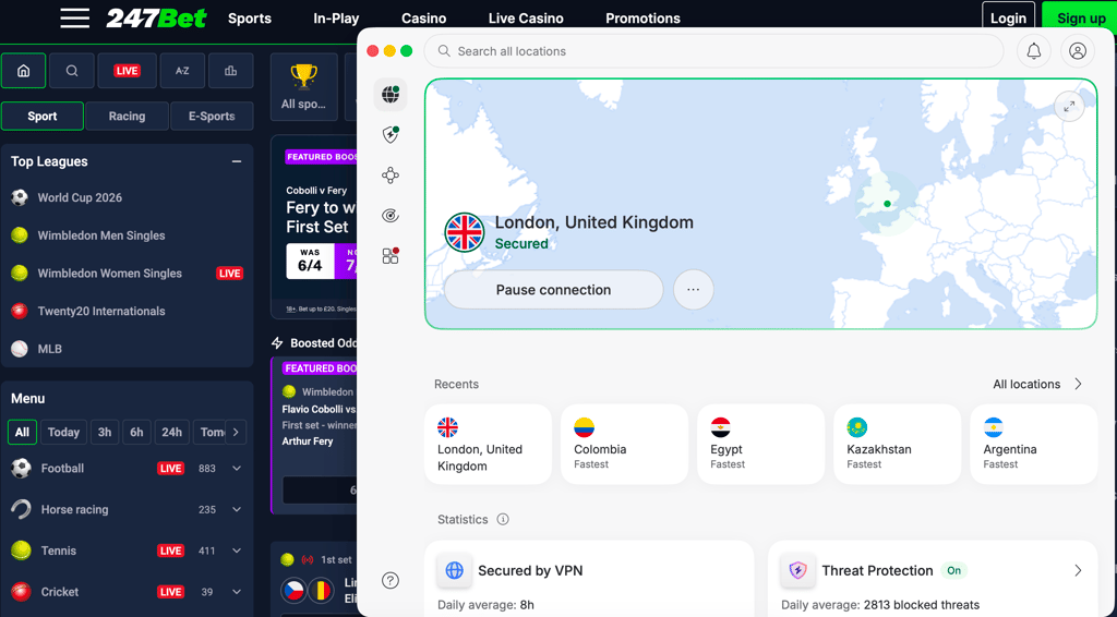 NordVPN unblocking 247Bet