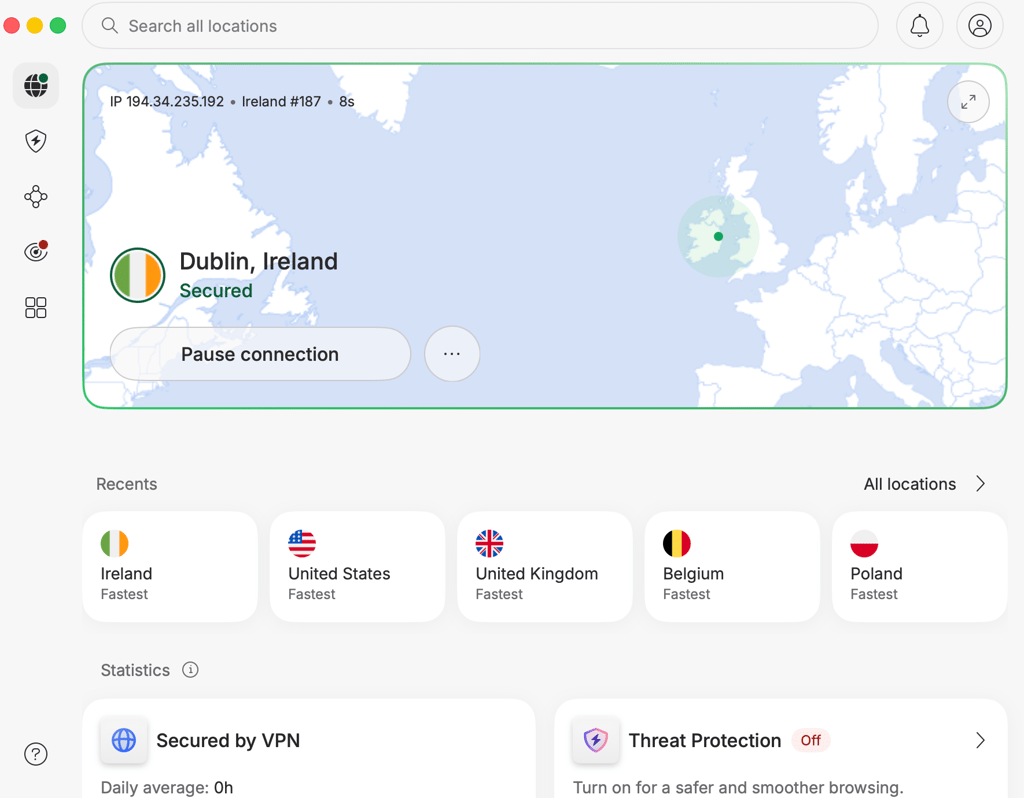 nordvpn connected ireland server