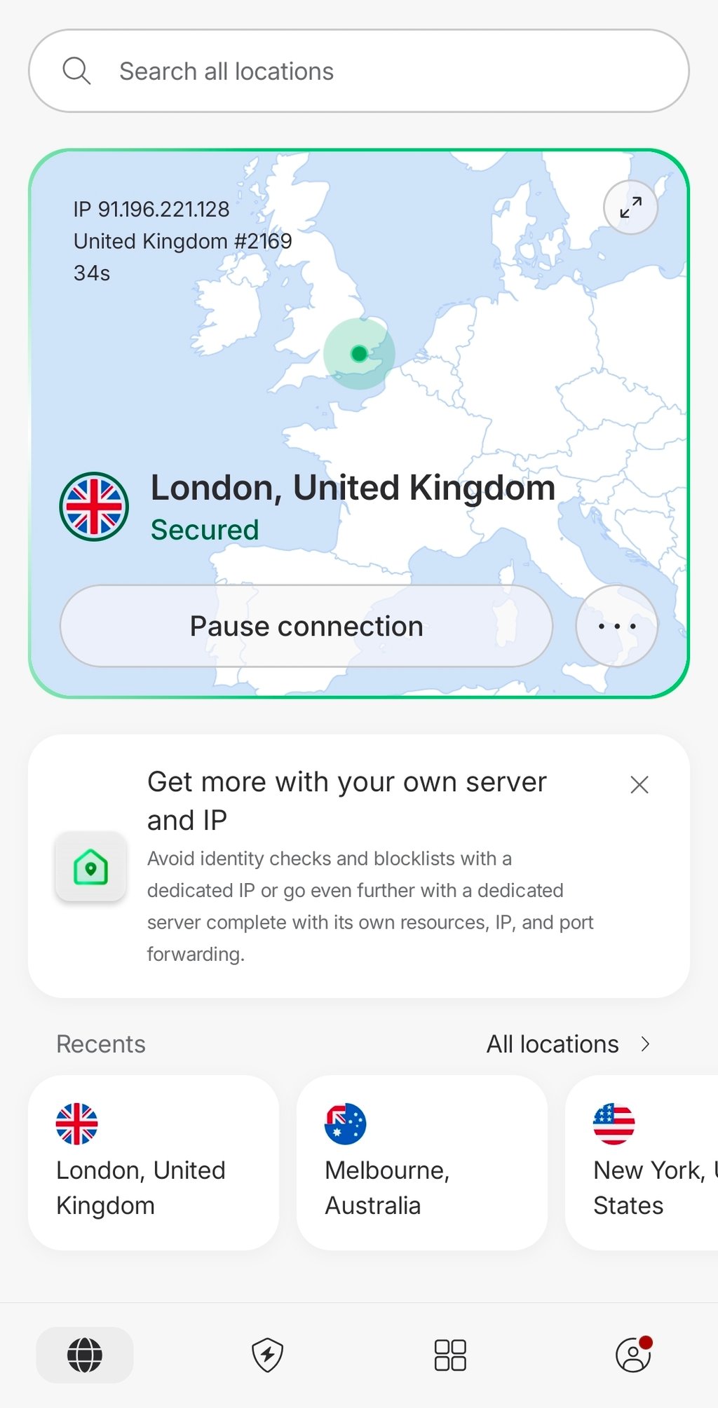 nordvpn connected to london uk server