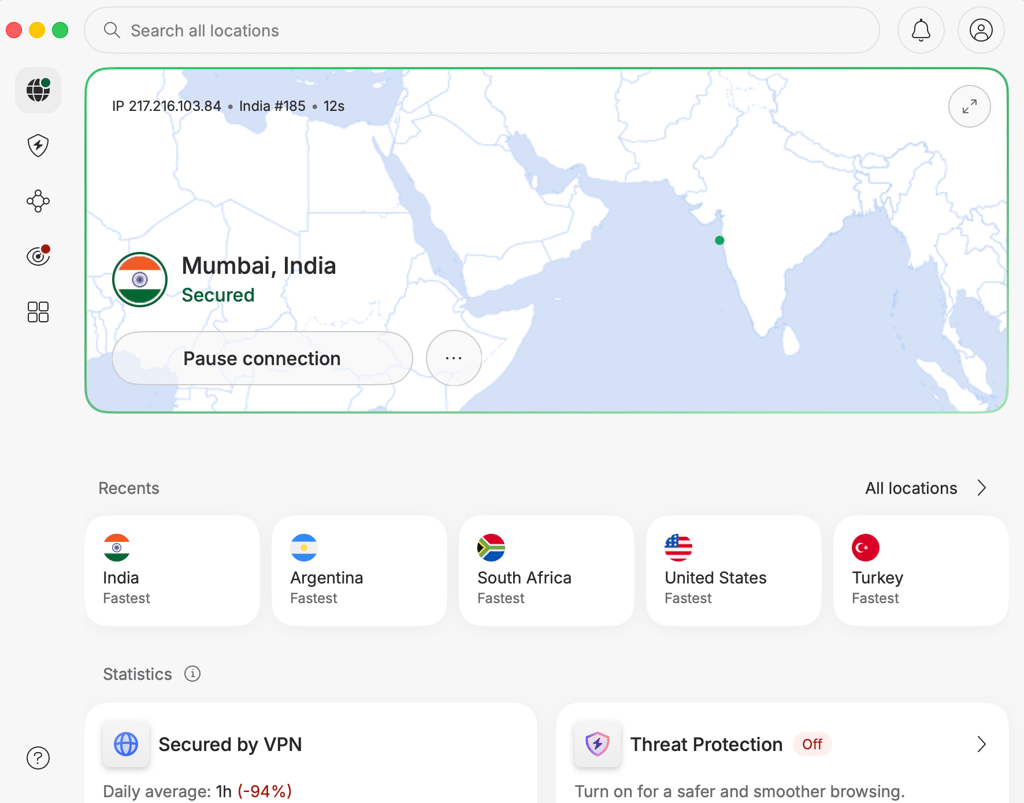 nordvpn india server connected