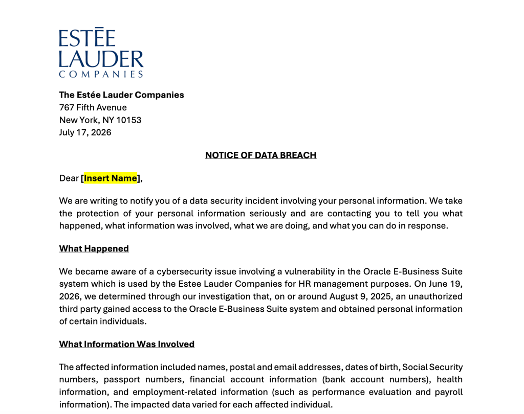 notice estee lauder