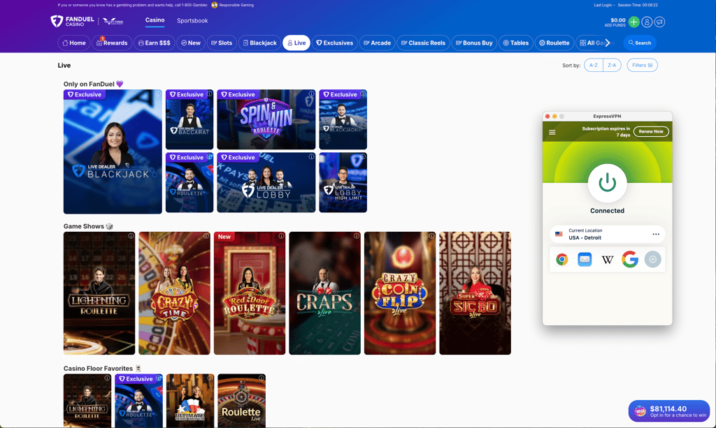 PokerStars accessed with ExpressVPN