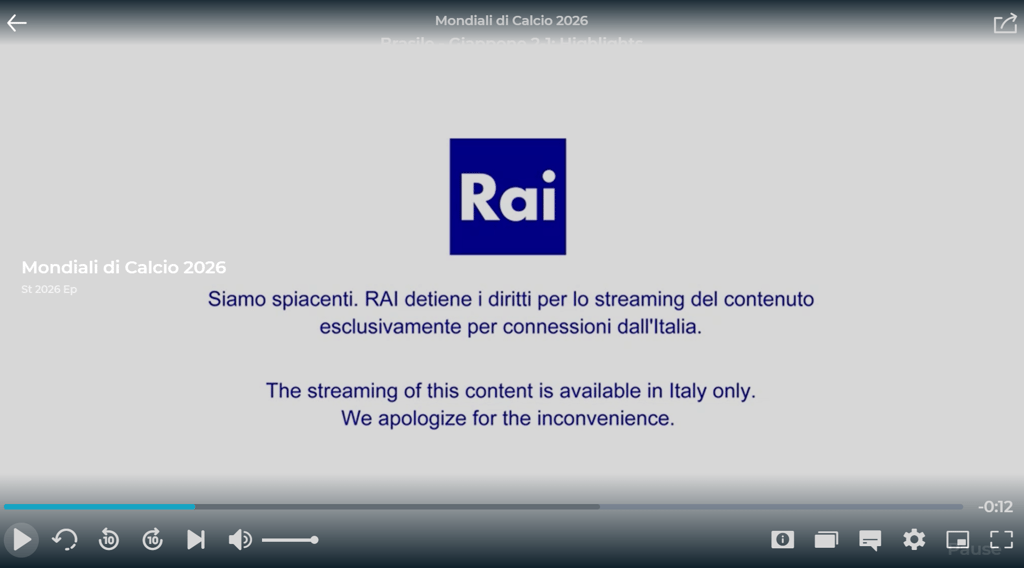 RaiPlay error message