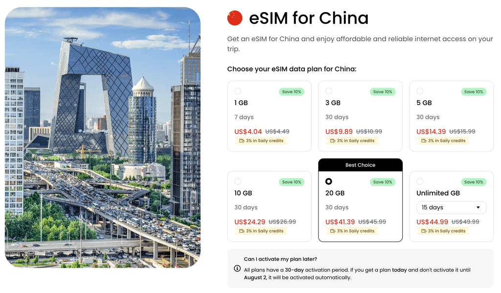 saily esim china