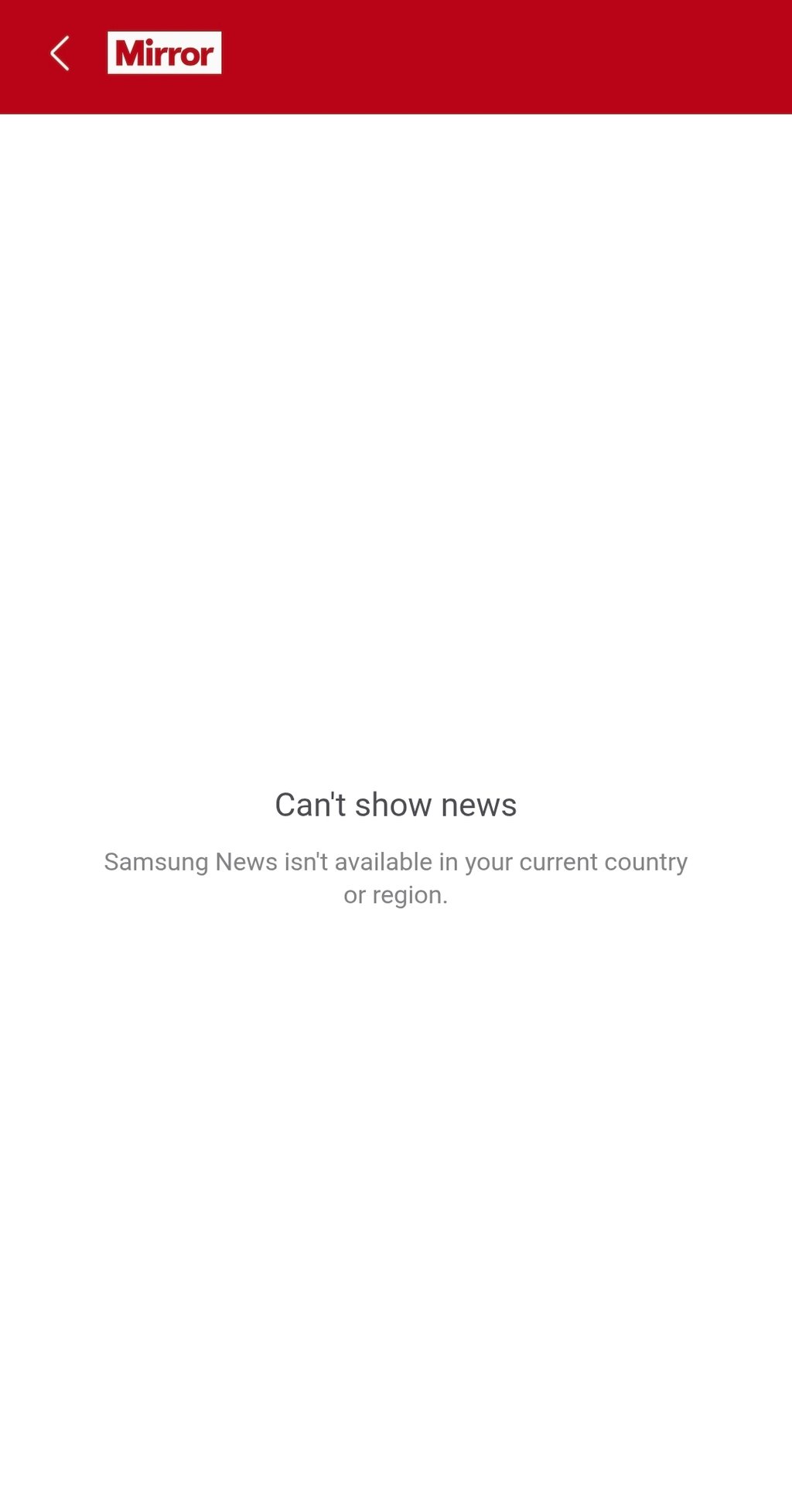 samsung news isnt available in your current country or region notification